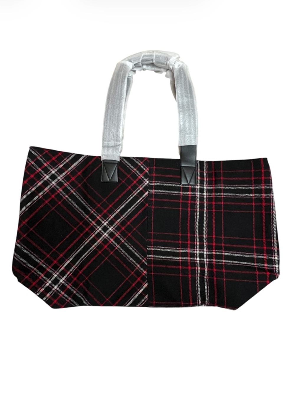 NWT Victoria’s Secret Black Red & Pink Plaid Large Tote Bag - Picture 3 of 6